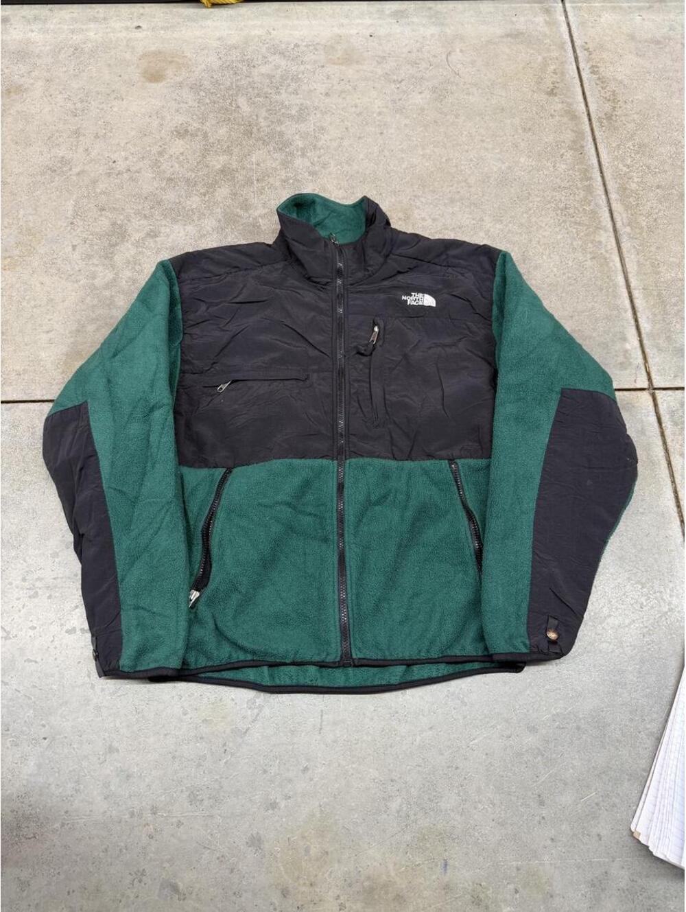 vintage the north face green and black denali fleece jacket size large